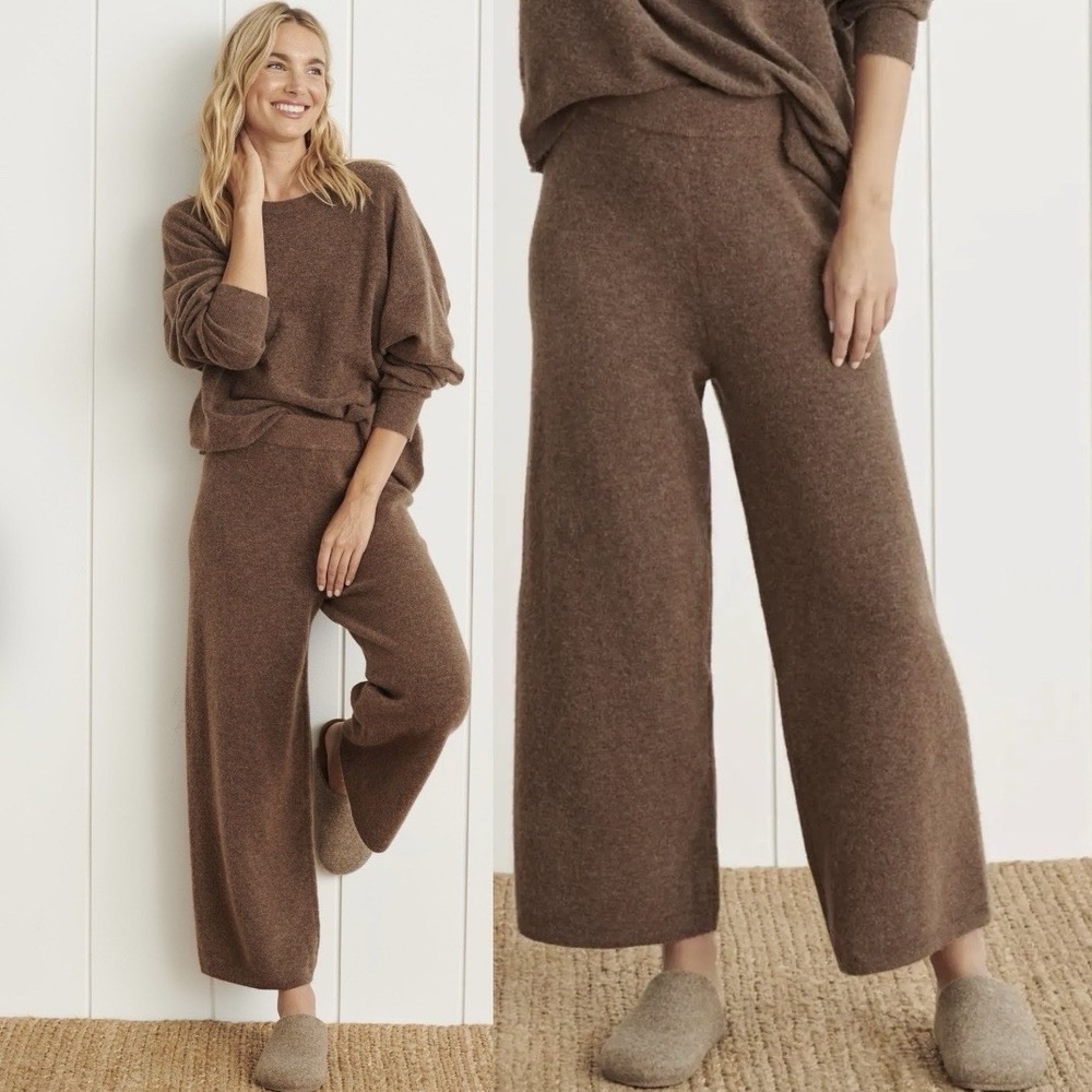 Jenni Kayne Marina Culottes Color Nutmeg Wool Cashmere Blend Cozy Minimalist S